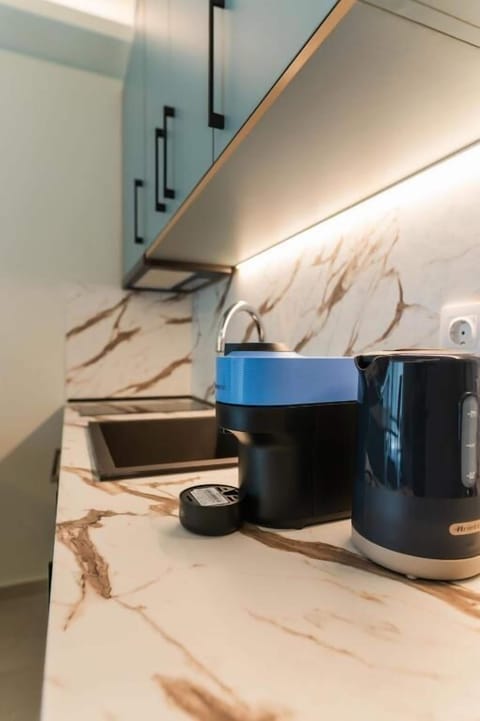 Fridge, oven, stovetop, espresso maker