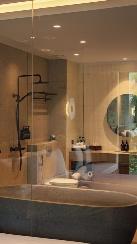 Free toiletries, hair dryer, slippers, towels