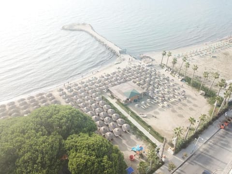 Private beach, beach umbrellas, beach towels, beach volleyball