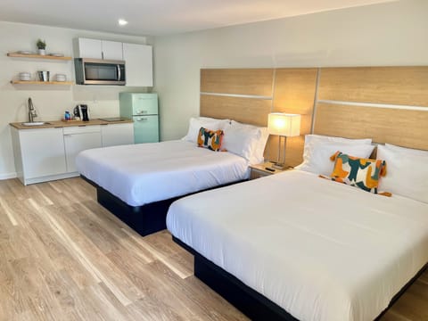 Deluxe Double Room, Non Smoking, Kitchenette | Desk, laptop workspace, blackout drapes, iron/ironing board