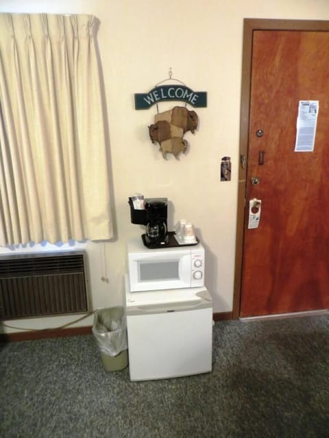 Mini-fridge, microwave, coffee/tea maker