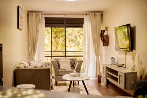 Deluxe Apartment, City View | Living area | Flat-screen TV