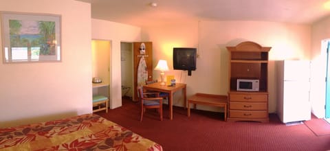 Desk, blackout drapes, iron/ironing board, free WiFi