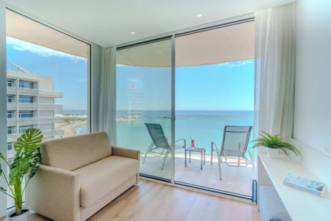 Sea View Double Room Grand Corner Terrace (2 Adults) | Down comforters, in-room safe, desk, laptop workspace