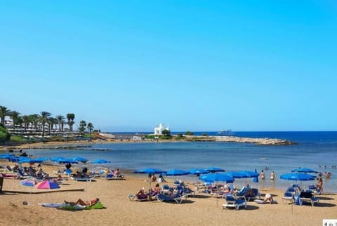 Beach nearby, sun loungers, beach umbrellas