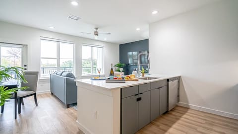 Premium Penthouse, 2 Bedrooms, Balcony | Private kitchen | Full-size fridge, microwave, oven, stovetop