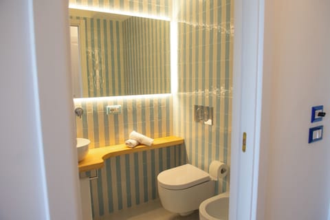 Panoramic Double Room, Balcony, Sea View | Bathroom | Shower, rainfall showerhead, hair dryer, bidet