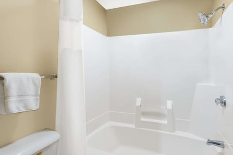 Combined shower/tub, free toiletries, hair dryer, towels