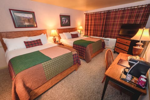 Standard Room, 2 Queen Beds, Mountain View | Desk, soundproofing, iron/ironing board, free cribs/infant beds