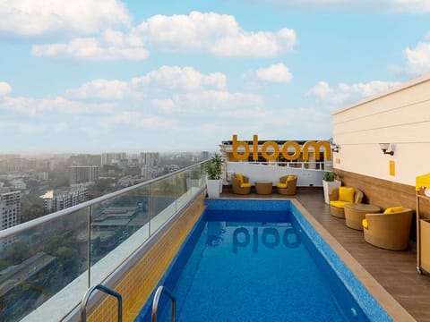 Indoor pool, pool umbrellas, sun loungers