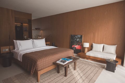 Luxury Studio, 1 King Bed, Balcony | Living area | 55-inch Smart TV with digital channels, Netflix, iPod dock