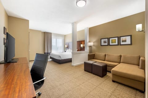 Desk, blackout drapes, soundproofing, iron/ironing board