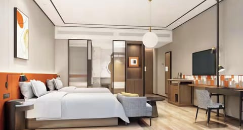 In-room safe, desk, laptop workspace, blackout drapes