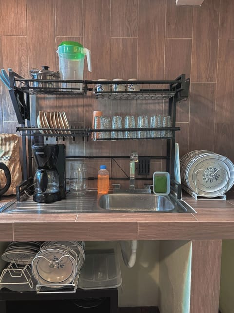 Family Apartment, Garden View | Private kitchen | Fridge, microwave, oven, electric kettle