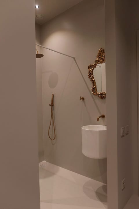 Hair dryer, slippers, towels, toilet paper