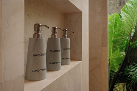 Luxury Villa, 1 Bedroom, Private Pool | Bathroom | Separate tub and shower, rainfall showerhead, free toiletries