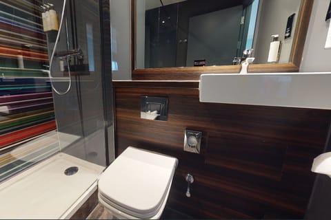 Eco-friendly toiletries, hair dryer, towels