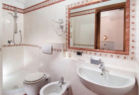 Shower, free toiletries, hair dryer, bidet