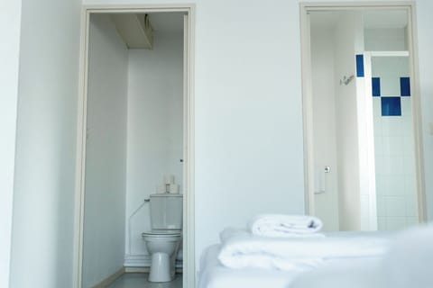 Shower, towels, soap, shampoo