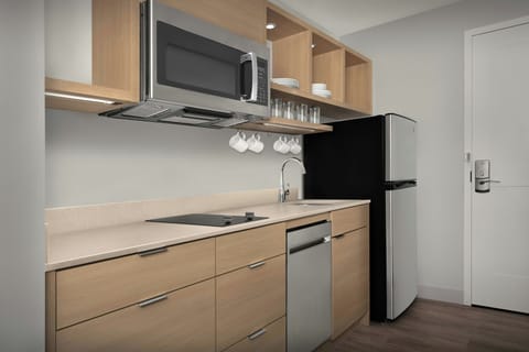 Studio, 1 King Bed with Sofa bed | Private kitchen | Full-size fridge, microwave, stovetop, dishwasher