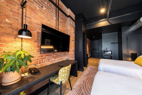 Single Room, 2 Queen Beds, Non Smoking | Frette Italian sheets, premium bedding, memory foam beds, desk