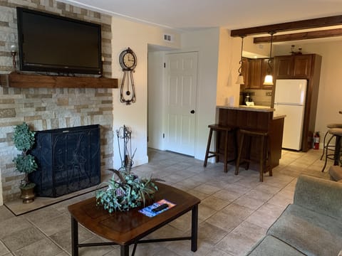 Condo, 2 Bedrooms (205) | Living area | TV, fireplace