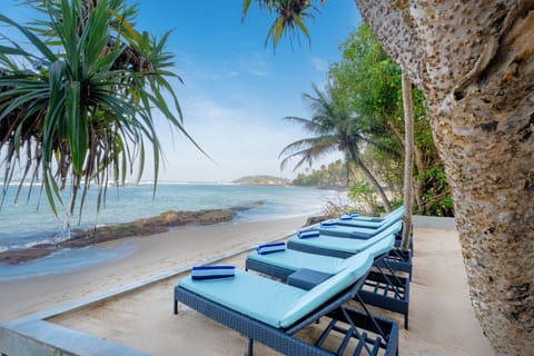 On the beach, white sand, beach bar