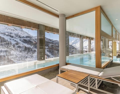 Indoor pool, open 10:00 AM to 8:00 PM, sun loungers