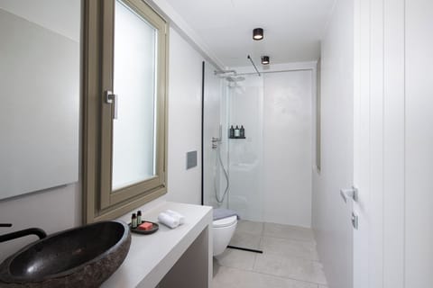 Comfort Double Room | Bathroom | Shower, hair dryer, slippers, towels