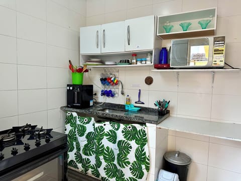 Fridge, microwave, oven, cookware/dishes/utensils