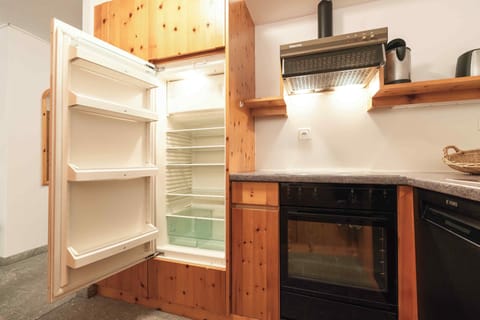 Full-size fridge, stovetop, espresso maker, electric kettle