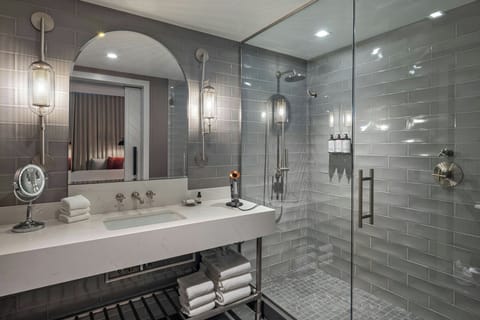 Hair dryer, bathrobes, towels, soap