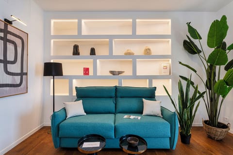 Basic Apartment, Balcony | Living area | 35-cm TV with digital channels