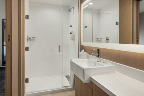 Desk, laptop workspace, blackout drapes, soundproofing