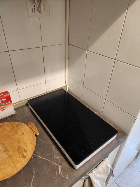 Full-size fridge, microwave, stovetop, espresso maker