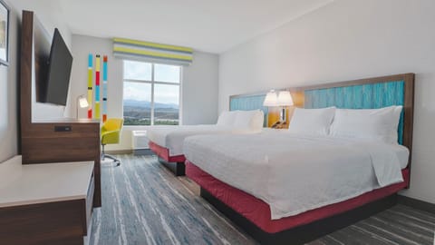 Room, 2 Queen Beds | Desk, laptop workspace, blackout drapes, iron/ironing board