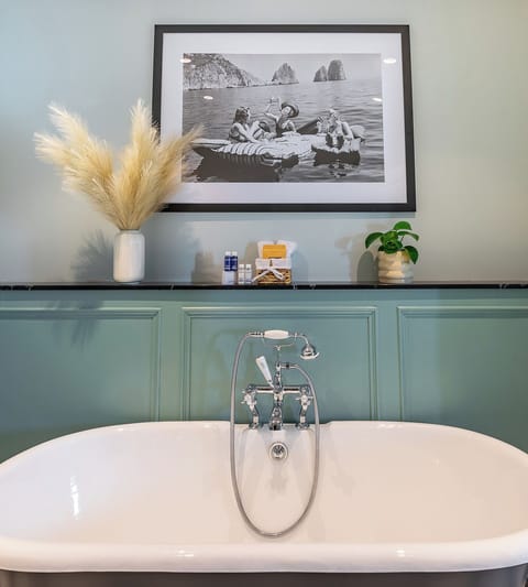 Hair dryer, bathrobes, slippers, towels