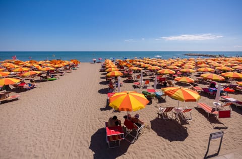 Beach nearby, sun loungers, beach umbrellas