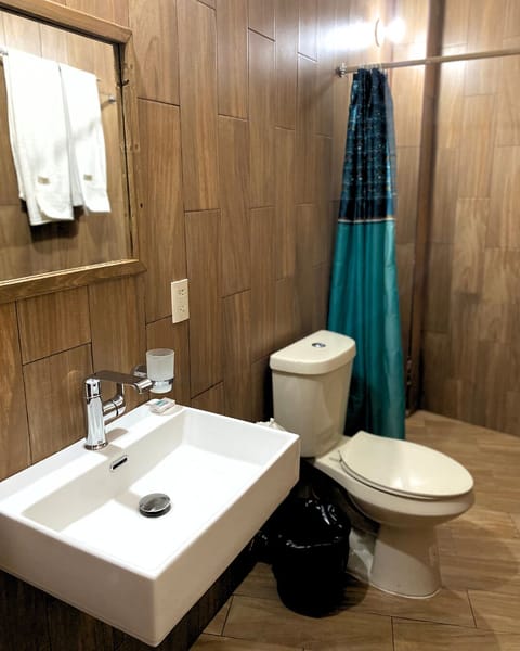 Shower, towels, soap, shampoo