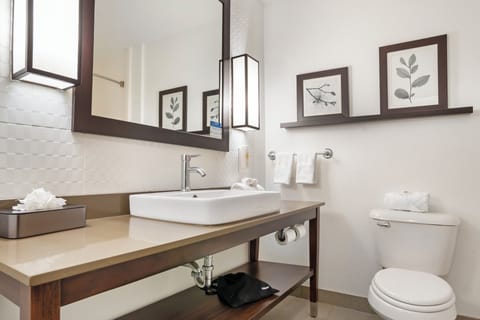 Single Room, 1 King Bed, Non Smoking | Bathroom | Free toiletries, hair dryer, towels, soap