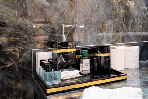 Shower, hair dryer, bathrobes, slippers