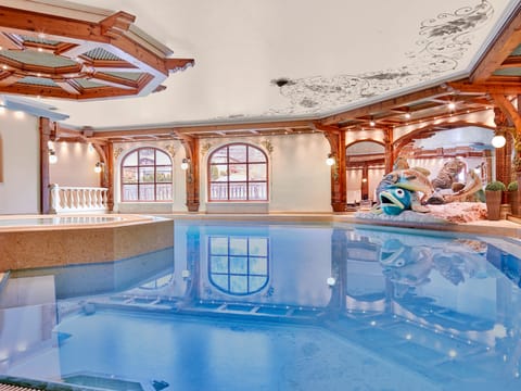 Indoor pool, outdoor pool, sun loungers