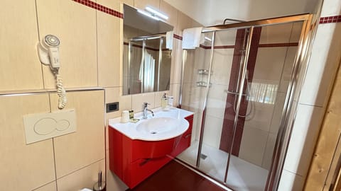 Shower, hair dryer, bathrobes, slippers