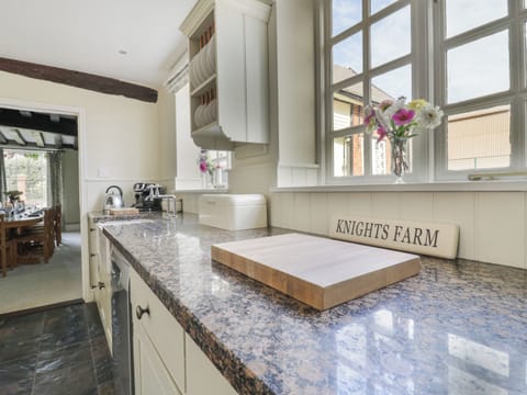 Fridge, dishwasher, cookware/dishes/utensils