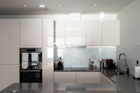 Fridge, dishwasher, cookware/dishes/utensils