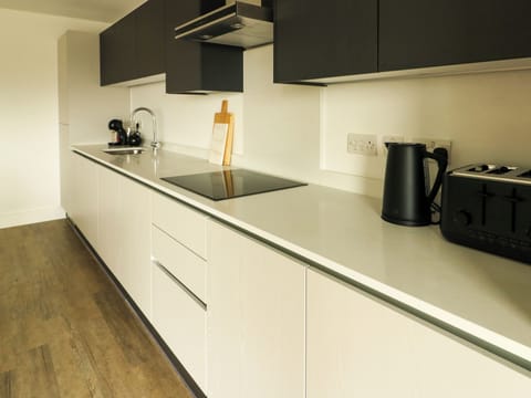 Fridge, dishwasher, electric kettle, toaster