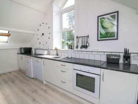 Fridge, dishwasher, electric kettle, toaster