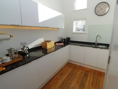 Fridge, dishwasher, electric kettle, toaster