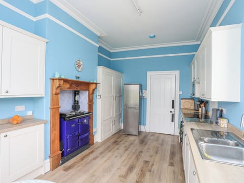 Fridge, dishwasher, cookware/dishes/utensils