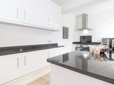 Fridge, dishwasher, electric kettle, toaster